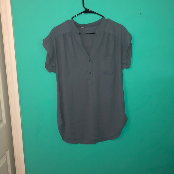Blue Gray Flowy Top - Picture 1 of 5
